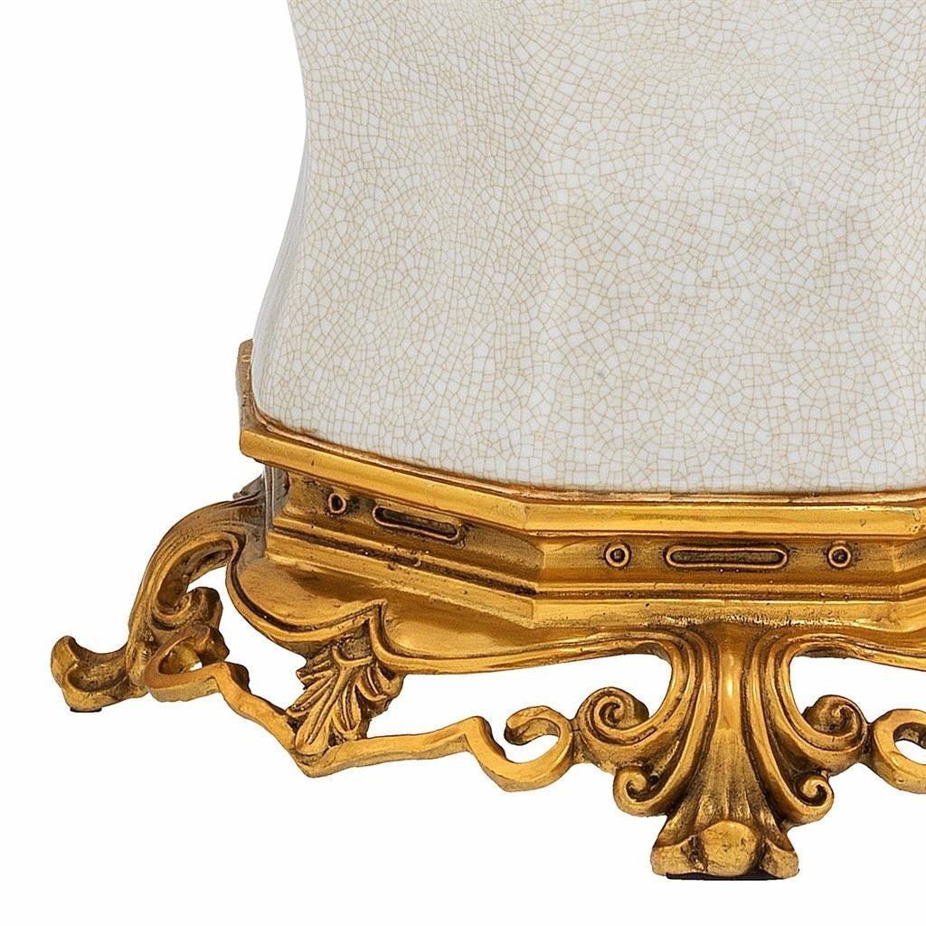 Armando Cream Antique Brass Temple Ceramic Vase - Avant Garde Furniture - Designer Furniture Store & Luxury Home Decor