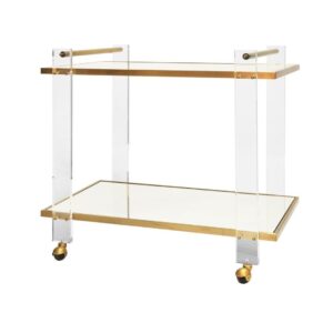 Aston Lucite Brushed Brass Rectangle Bar Cart - Avant Garde Furniture - Designer Furniture Store & Luxury Home Decor