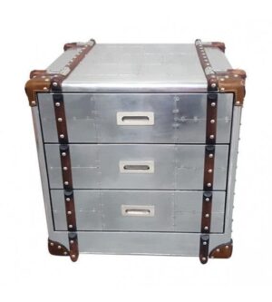 Aircraft Aluminium Bedside Trunk Chest - Avant Garde Furniture - Designer Furniture Store & Luxury Home Decor