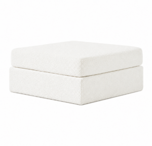 Newton White Boucle Square Ottoman