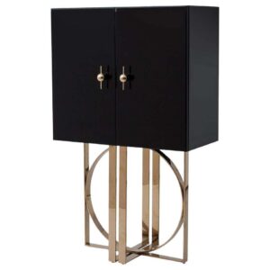 Baccarat Black Beveled Glass Gold Bar Cabinet - Avant Garde Furniture - Designer Furniture Store & Luxury Home Decor