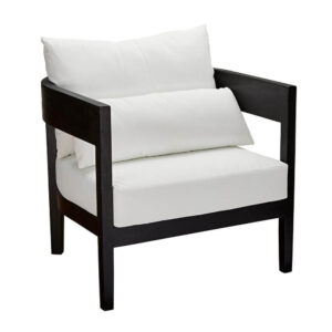 Balmain Black Teak White Fabric Armchair - Avant Garde Furniture - Designer Furniture Store & Luxury Home Decor