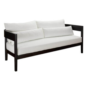 Balmain Black Teak White Fabric Sofa 240cm - Avant Garde Furniture - Designer Furniture Store & Luxury Home Decor