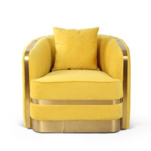 Balmain Canary Velvet Gold Armchair - Avant Garde Furniture - Designer Furniture Store & Luxury Home Decor