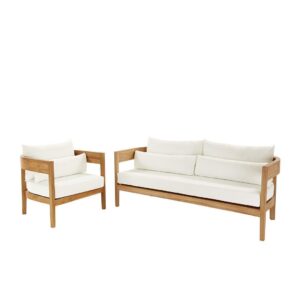 Balmain Natural Teak Cream Fabric Armchair - Avant Garde Furniture - Designer Furniture Store & Luxury Home Decor