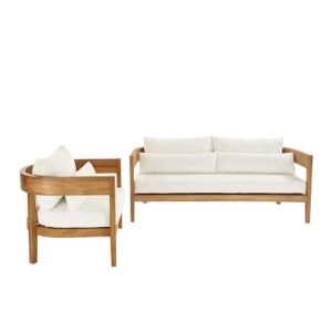 Balmain Natural Teak Cream Fabric Sofa 175cm - Avant Garde Furniture - Designer Furniture Store & Luxury Home Decor