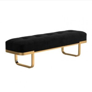 Balmain Black Velvet Brushed Gold Bench - Avant Garde Furniture - Designer Furniture Store & Luxury Home Decor