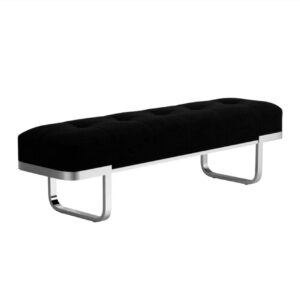 Balmain Savoy Black Velvet Brushed Chrome Bench - Avant Garde Furniture - Designer Furniture Store & Luxury Home Decor