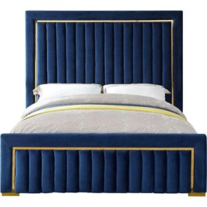 Balmain Savoy Navy Blue Velvet Gold Bed - Avant Garde Furniture - Designer Furniture Store & Luxury Home Decor