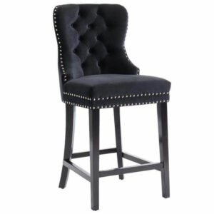 Baltimore White Velvet Ash Studded Counter Stool - Avant Garde Furniture - Designer Furniture Store & Luxury Home Decor