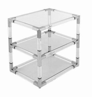 Jacques Chrome Lucite Tier Sidetable - Avant Garde Furniture - Designer Furniture Store & Luxury Home Decor