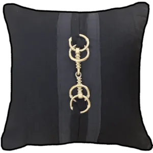 Equestrian Black Linen Gold Cushion - Avant Garde Furniture - Designer Furniture Store & Luxury Home Decor
