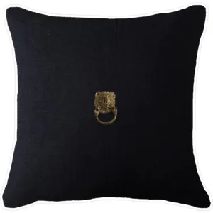 Imperial Lion Black White Linen Cushion - Avant Garde Furniture - Designer Furniture Store & Luxury Home Decor