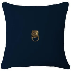 Imperial Lion Navy White Linen Cushion - Avant Garde Furniture - Designer Furniture Store & Luxury Home Decor