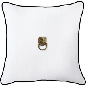 Imperial Lion White Black Linen Cushion - Avant Garde Furniture - Designer Furniture Store & Luxury Home Decor