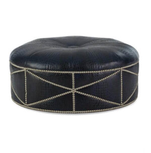 Bandini Black Crocodile Leather Studded Ottoman 120cm - Avant Garde Furniture - Designer Furniture Store & Luxury Home Decor