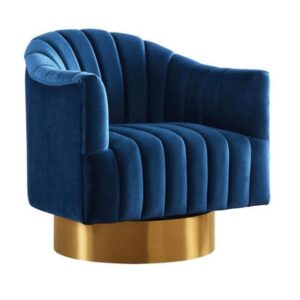 Barrel Navy Velvet Brushed Gold Chair - Avant Garde Furniture - Designer Furniture Store & Luxury Home Decor