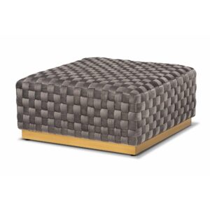 Bassett Greige Velvet Brushed Gold Ottoman 120cm - Avant Garde Furniture - Designer Furniture Store & Luxury Home Decor