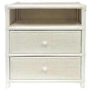 Baxter White Bamboo Rattan Bedside Table - Avant Garde Furniture - Designer Furniture Store & Luxury Home Decor