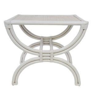 Baxter White Bamboo Rattan Sidetable - Avant Garde Furniture - Designer Furniture Store & Luxury Home Decor