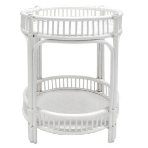 Baxter White Rattan Bamboo Tier Side table - Avant Garde Furniture - Designer Furniture Store & Luxury Home Decor