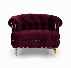 Galliano Burgundy Velvet Gold Sofa