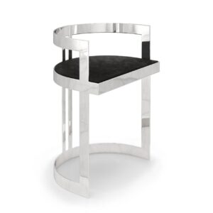 Bellevue Black Velvet Chrome Counter Stool - Avant Garde Furniture - Designer Furniture Store & Luxury Home Decor