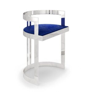 Bellevue Navy Velvet Chrome Bar Stool - Avant Garde Furniture - Designer Furniture Store & Luxury Home Decor