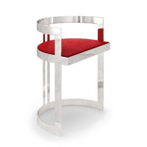 Bellevue Rouge Velvet Chrome Counter Stool - Avant Garde Furniture - Designer Furniture Store & Luxury Home Decor