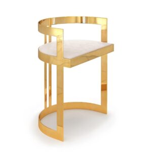 Bellevue White Velvet Gold Counter Stool - Avant Garde Furniture - Designer Furniture Store & Luxury Home Decor