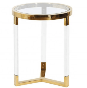 Berhardt Lucite Polished Brass Sidetable - Avant Garde Furniture - Designer Furniture Store & Luxury Home Decor