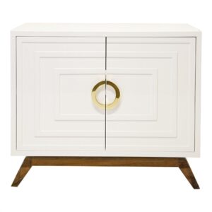 Bernard White Lacquer Brass Cabinet - Avant Garde Furniture - Designer Furniture Store & Luxury Home Decor