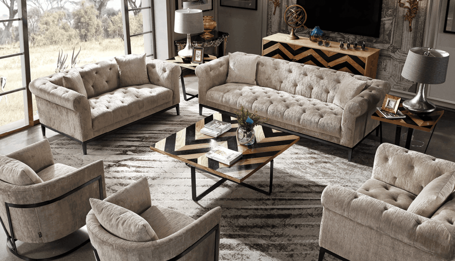 Bernhardt Beige Velvet Sofa 170cm - Avant Garde Furniture - Designer Furniture Store & Luxury Home Decor