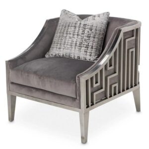 Bernhardt Grey Velvet Chrome Armchair - Avant Garde Furniture - Designer Furniture Store & Luxury Home Decor