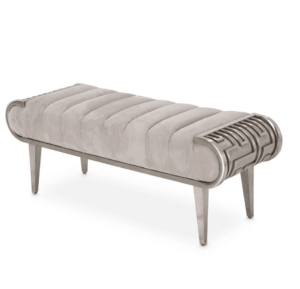 Bernhardt Light Grey Velvet Chrome Bench 130cm - Avant Garde Furniture - Designer Furniture Store & Luxury Home Decor