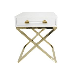 Bernhardt White Lucite Gold Bedside Table - Avant Garde Furniture - Designer Furniture Store & Luxury Home Decor