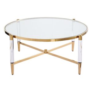Beverley Lucite Gold Coffee Table 100cm - Avant Garde Furniture - Designer Furniture Store & Luxury Home Decor