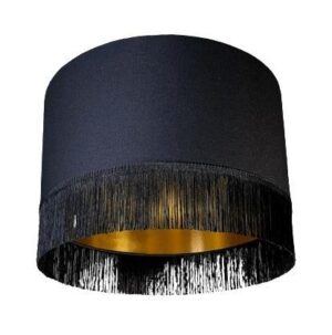 Black Velvet Fringe Metallic Gold Lamp Shade - Avant Garde Furniture - Designer Furniture Store & Luxury Home Decor