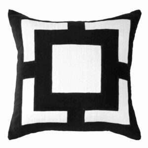 Bodoni Black Velvet White Linen Cushion 50cm - Avant Garde Furniture - Designer Furniture Store & Luxury Home Decor