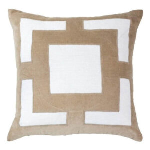 Bodoni Taupe Velvet White Linen Cushion 50cm - Avant Garde Furniture - Designer Furniture Store & Luxury Home Decor