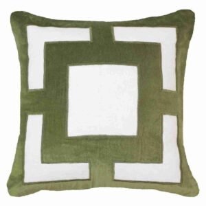 Bodoni White Linen Moss Velvet Cushion 50cm - Avant Garde Furniture - Designer Furniture Store & Luxury Home Decor