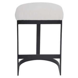 Brooke Black Kitchen Stool - Natural Linen - Avant Garde Furniture - Designer Furniture Store & Luxury Home Decor