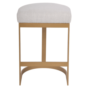 Brooke Brass Kitchen Stool - Natural Linen - Avant Garde Furniture - Designer Furniture Store & Luxury Home Decor