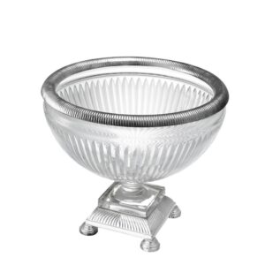 Burton Crystal Glass Silver Plated Bowl 26cm - Avant Garde Furniture - Designer Furniture Store & Luxury Home Decor
