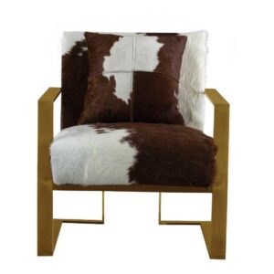 Buttero Cowhide Leather Brushed Gold Occasional Chair - Avant Garde Furniture - Designer Furniture Store & Luxury Home Decor