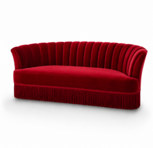 Seville Rouge Velvet  Fringe Sofa