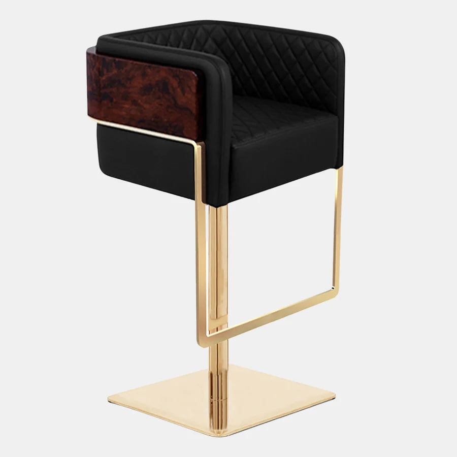 Gallineux Walnut Root Brass Counter Stool - Avant Garde Furniture - Designer Furniture Store & Luxury Home Decor