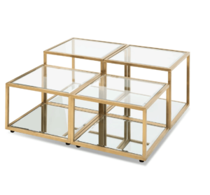 Calibre Brushed Gold Glass Coffee Table Set - Avant Garde Furniture - Designer Furniture Store & Luxury Home Decor