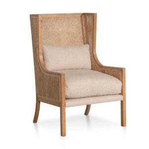 Calibre Natural Oak Sand Linen Wing Chair - Avant Garde Furniture - Designer Furniture Store & Luxury Home Decor