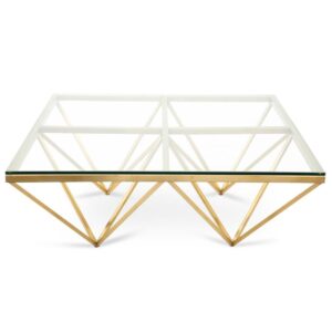 Calibre Pyramid Brushed Gold Glass Coffee Table - Avant Garde Furniture - Designer Furniture Store & Luxury Home Decor